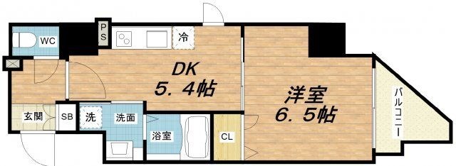 拡大写真:ファーストフィオーレ谷町六丁目フェリシア 15階1506の間取り