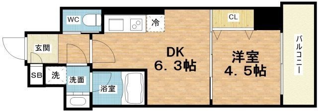 拡大写真：Vinoプレジオ本町 5階503の間取り