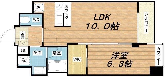 拡大写真:Vinoプレジオ本町 7階707の間取り