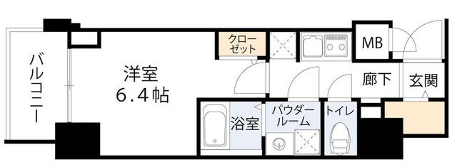 拡大写真:S-RESIDENCE福島玉川Tres 13階1303の間取り