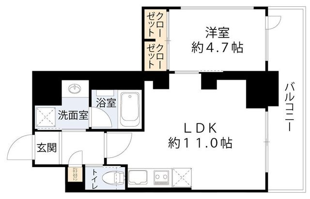 拡大写真:プレジオ恵美須 9階901の間取り