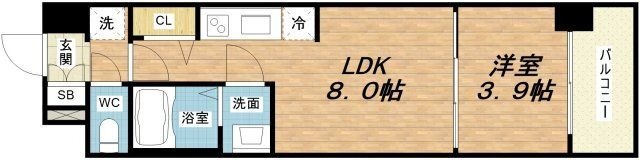 拡大写真：プレサンス堺筋本町エグゼブラン 15階1507の間取り