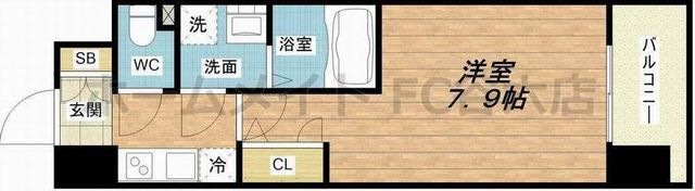拡大写真:アーデン谷町 9階910の間取り
