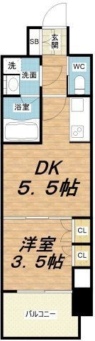 拡大写真:ソルレヴェンテ北堀江Q 15階1501の間取り