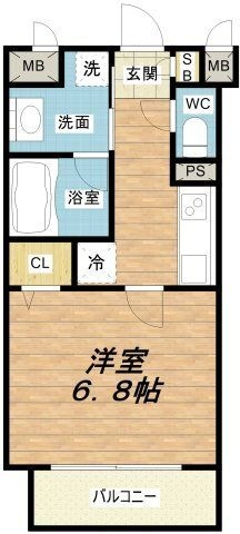 拡大写真:プランドール中之島 8階802の間取り