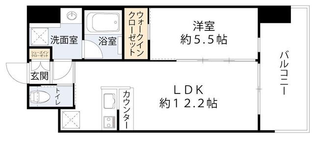拡大写真:プレジオ九条 13階1303の間取り