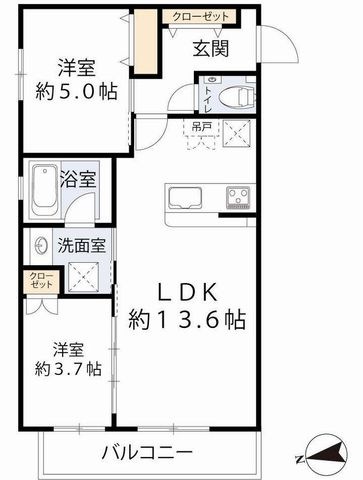 拡大写真:オーベル今里north 1階102の間取り