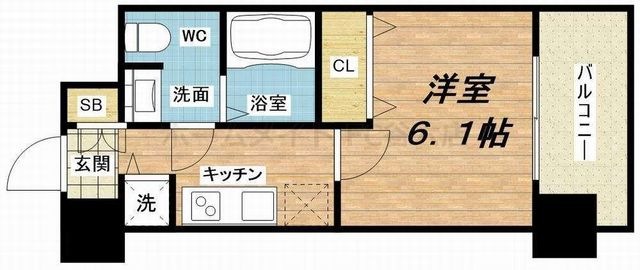 拡大写真:クリスタルグランツ東天満 11階1102の間取り