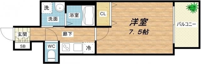 拡大写真:プレサンス堺筋本町駅前 13階1305の間取り