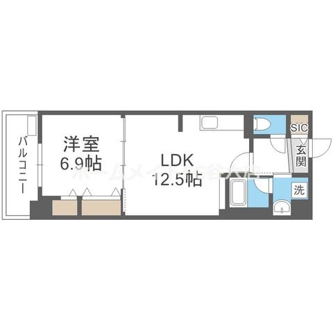 拡大写真:グランセジュール大国町 4階411の間取り
