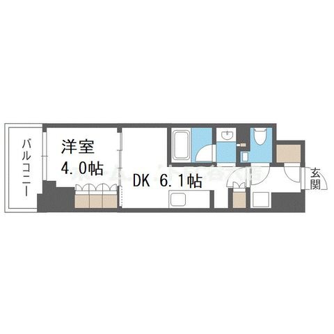 拡大写真：ザ・パークハビオ谷町六丁目クロス 10階1002の間取り