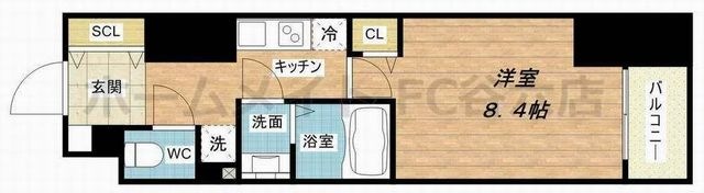 拡大写真:プレサンス北浜レガーロ 6階603の間取り