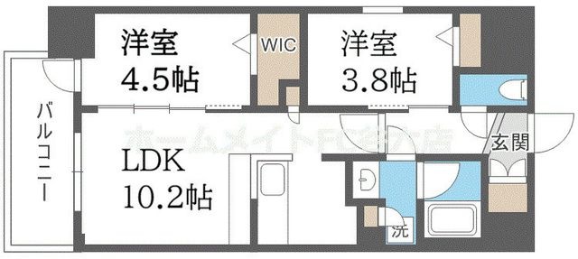 拡大写真:アーバネックス東梅田 2階201の間取り