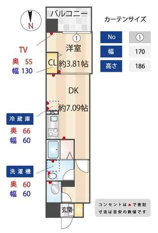 拡大写真：Alivis新町 5階501の間取り