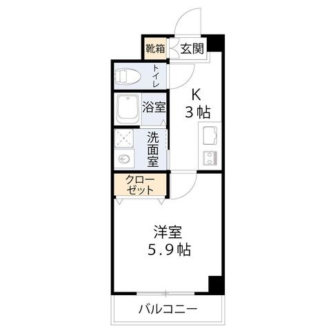 拡大写真:FAPART吉野 4階401の間取り