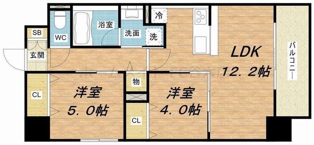 拡大写真:フェリースヴィダ福島 9階901の間取り