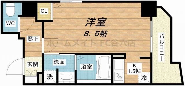 拡大写真:コージーコート釣鐘 8階803の間取り