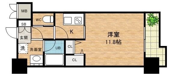 拡大写真:グランシス天満橋 6階607の間取り