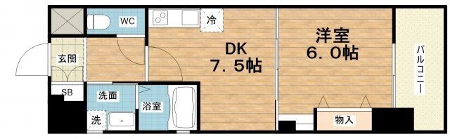 拡大写真：ジューム南船場 3階305の間取り