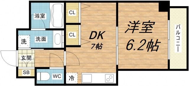 拡大写真:エルブ南船場 11階1102の間取り