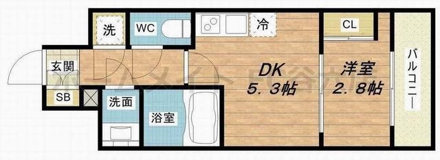 拡大写真:SERENiTE本町reflet 7階702の間取り