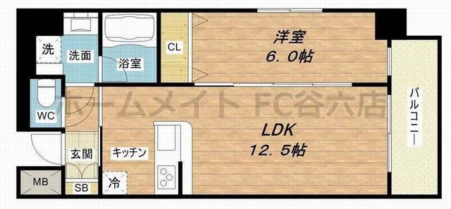 拡大写真:ラクラス本町東 3階304の間取り
