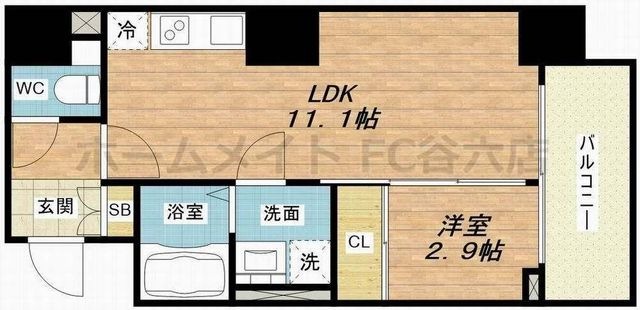 拡大写真：MCOURT新町 8階802の間取り
