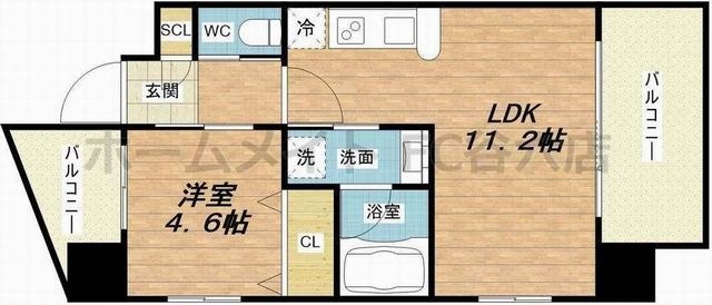 拡大写真:プレジオ十三 3階301の間取り