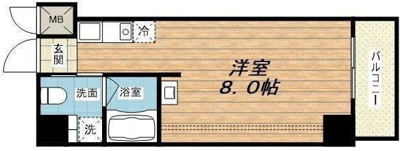 拡大写真:b.NAGAHORI 5階501の間取り