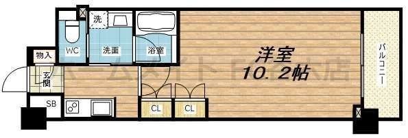 拡大写真:アクシオ梅田東 4階403の間取り