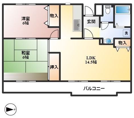 拡大写真:クレール豊中曽根 1階102の間取り
