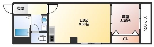 拡大写真:キャトルセゾン豊中本町 3階301の間取り
