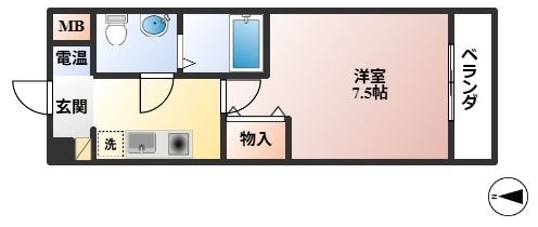 拡大写真:アメリ南桜塚 3階306の間取り