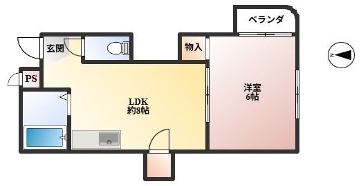 拡大写真:キャロル豊中本町Ⅱ 2階202の間取り