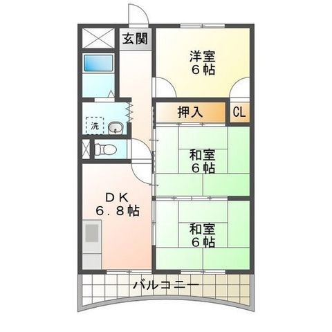 拡大写真:メゾン栗真 4階401の間取り