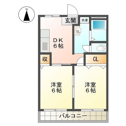 拡大写真：エトワール 2階2Dの間取り