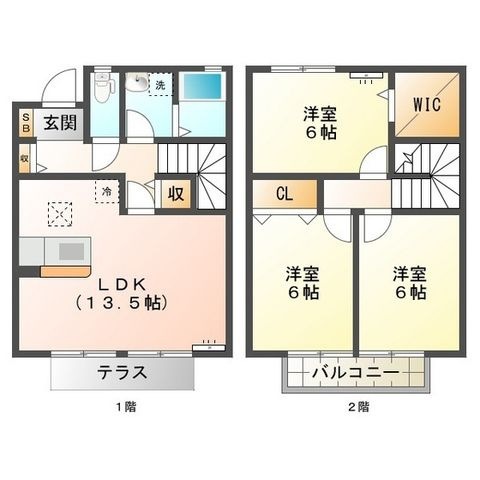 拡大写真：Ｍａｉｓｏｎ　Ｓｙｍｐｈｏｎｙ　Ｂ 2階B3の間取り