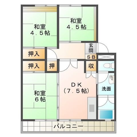 拡大写真:上浜団地(1・2号棟) 8階2-806の間取り