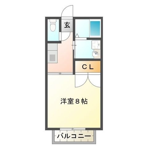 拡大写真:メゾンYOU A 2階203の間取り