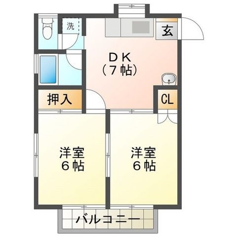拡大写真:ハイツ ワンプラム A棟 2階203の間取り