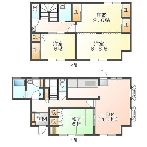 拡大写真:下弁財津興一戸建て 2階1の間取り