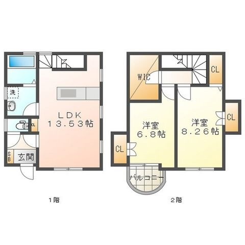 拡大写真:アトラス凛 2階Bの間取り