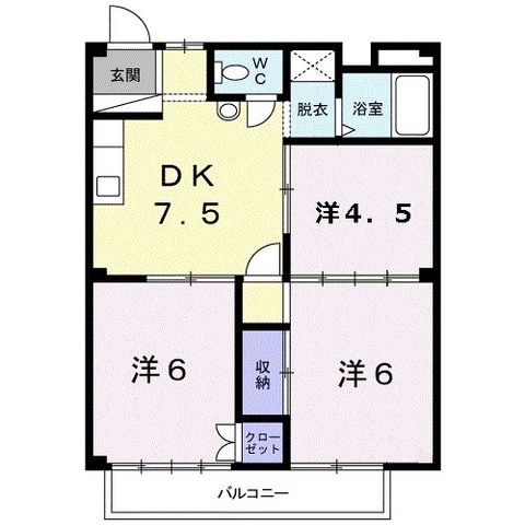 拡大写真:シティハイツ須藤 2階2Bの間取り
