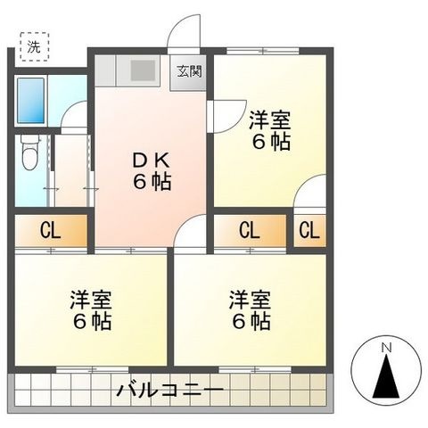 拡大写真:コーポ八幡 2階2Cの間取り