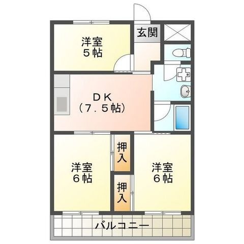拡大写真:サニーサイド竹野 4階403の間取り