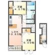 D-room桂 B棟の間取図