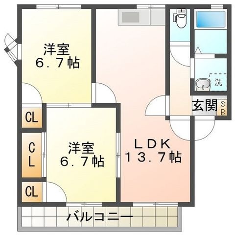 拡大写真:カーサ江島 D 1階101の間取り