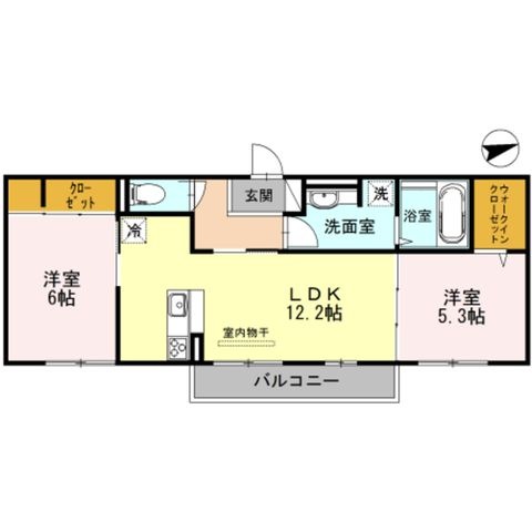 拡大写真:La Vita帝塚山 1階102の間取り