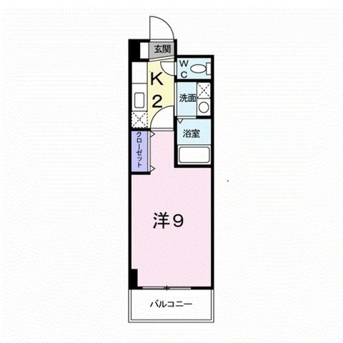 拡大写真：プラウドコート 4階407の間取り
