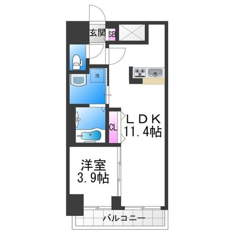 拡大写真:DOUBLE NINE RESIDENCE 天王寺南 8階802の間取り